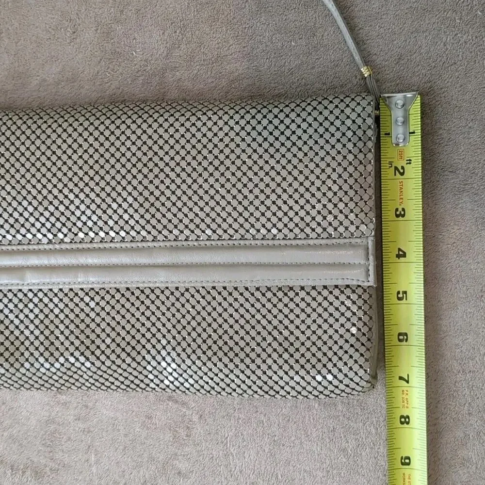 Vintage Whiting and Davis Beige Chainmail Mesh Shoulder, Crossbody, Clutch Purse